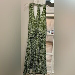 Chic Backless Green Floral Dress by Huhot XL EUC